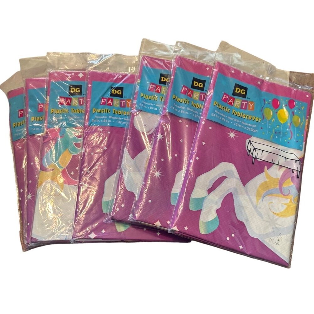 Unicorn Plastic 54” x 84” Tablecloth Set of 7 Reusable, Washable,‎ Waterproof